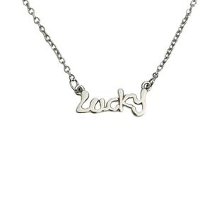 lucky nameplate necklace handmade stainless steel waterproof dainty pendant
